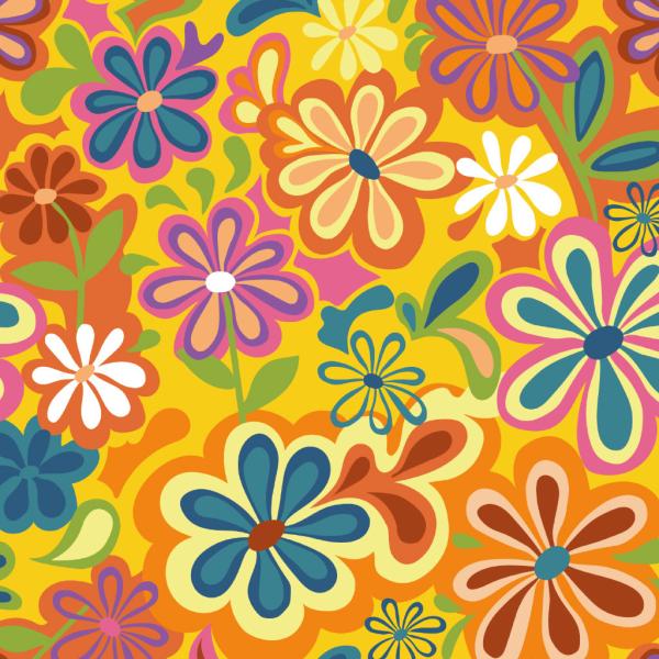 Baumwolldruck Bunte Blüten auf Bunt